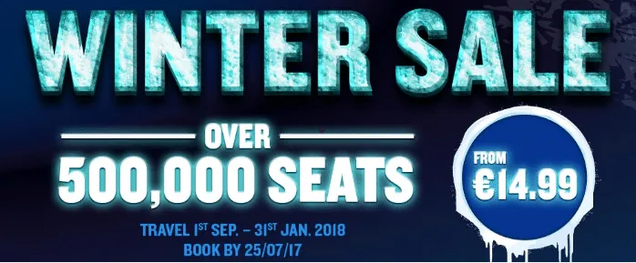 RYANAIR ზამთრის ფასდაკლება: 500,000 ავიაბილეთი 45 ლარი