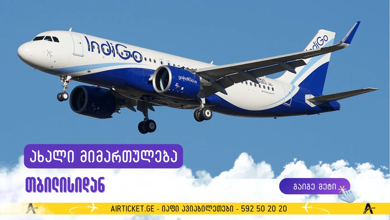 IndiGo: ახალი მიმართულება თბილისის აეროპორტიდან