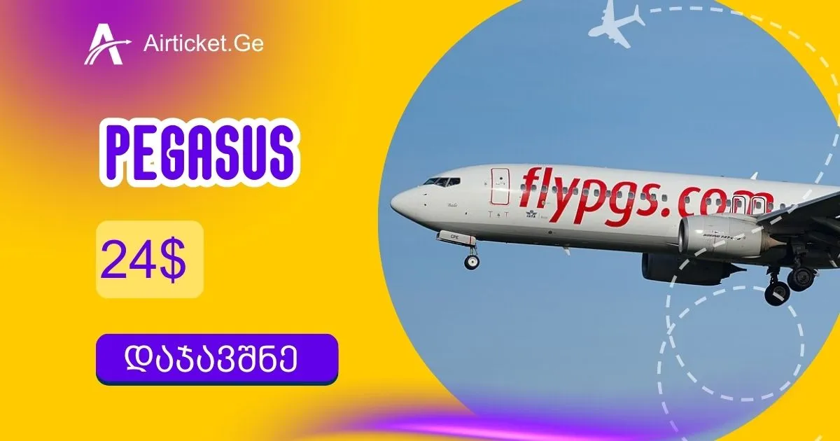 პეგასუსის ავიახაზები: ფასდაკლება 24$ + გადასახადები
