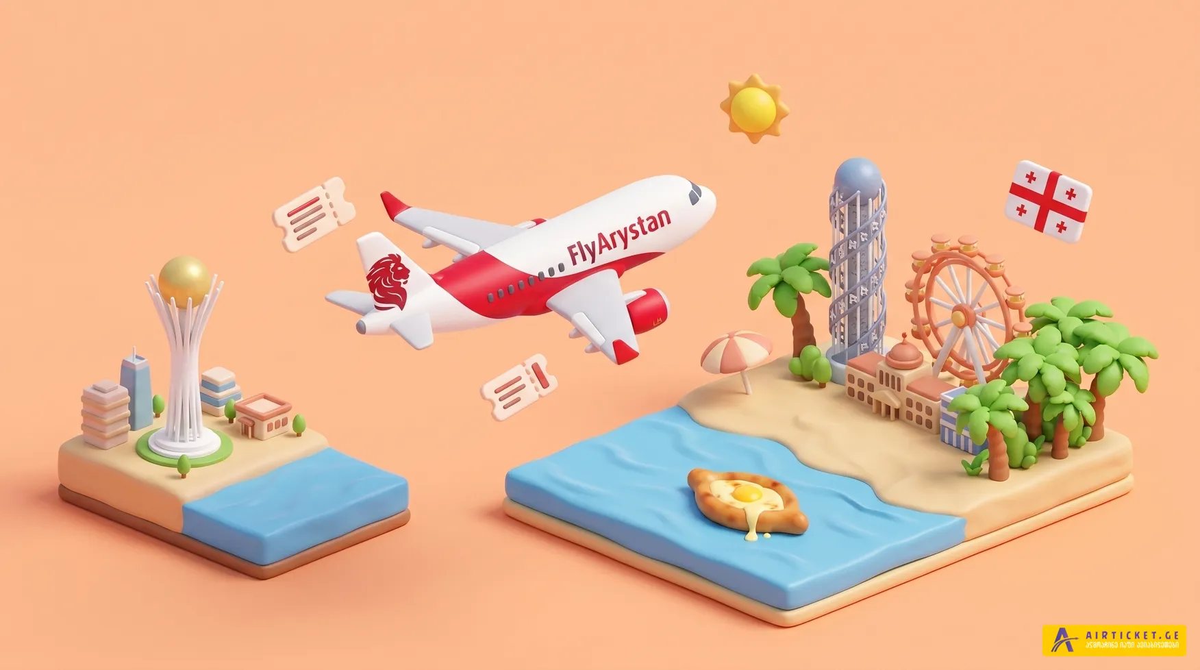 იფრინეთ ბათუმში FlyArystan-ით | პირდაპირი რეისები და ავიაბილეთები